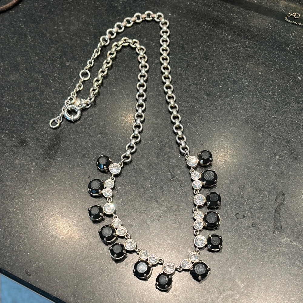 J. Crew Black and Silver Statement Necklace